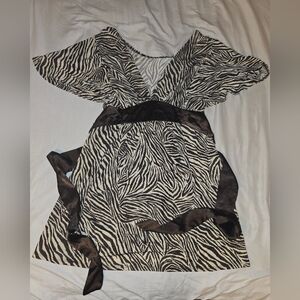 Charlotte Russe Zebra Print Blouse with Gold Accents